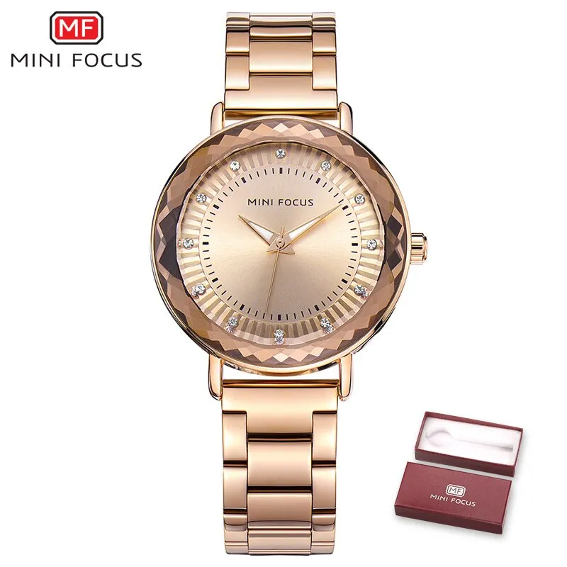 MINI FOCUS Fashion Golden Watches Women Quartz Watches Ladies Top Brand Luxury Female Wrist Watch Girl Clock Relogio Feminino