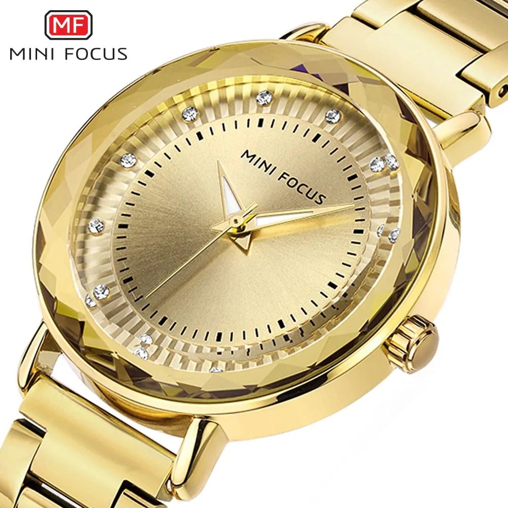 MINI FOCUS Fashion Golden Watches Women Quartz Watches Ladies Top Brand Luxury Female Wrist Watch Girl Clock Relogio Feminino