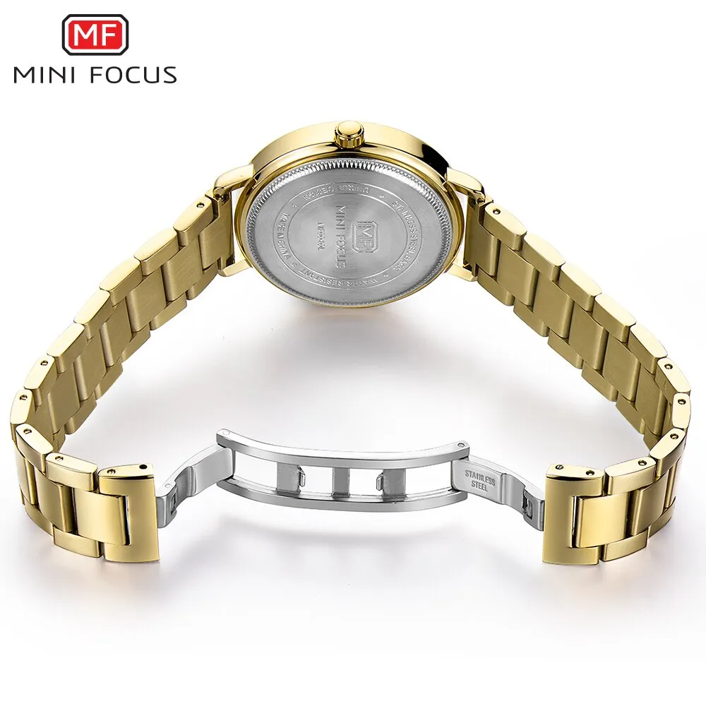MINI FOCUS Fashion Golden Watches Women Quartz Watches Ladies Top Brand Luxury Female Wrist Watch Girl Clock Relogio Feminino