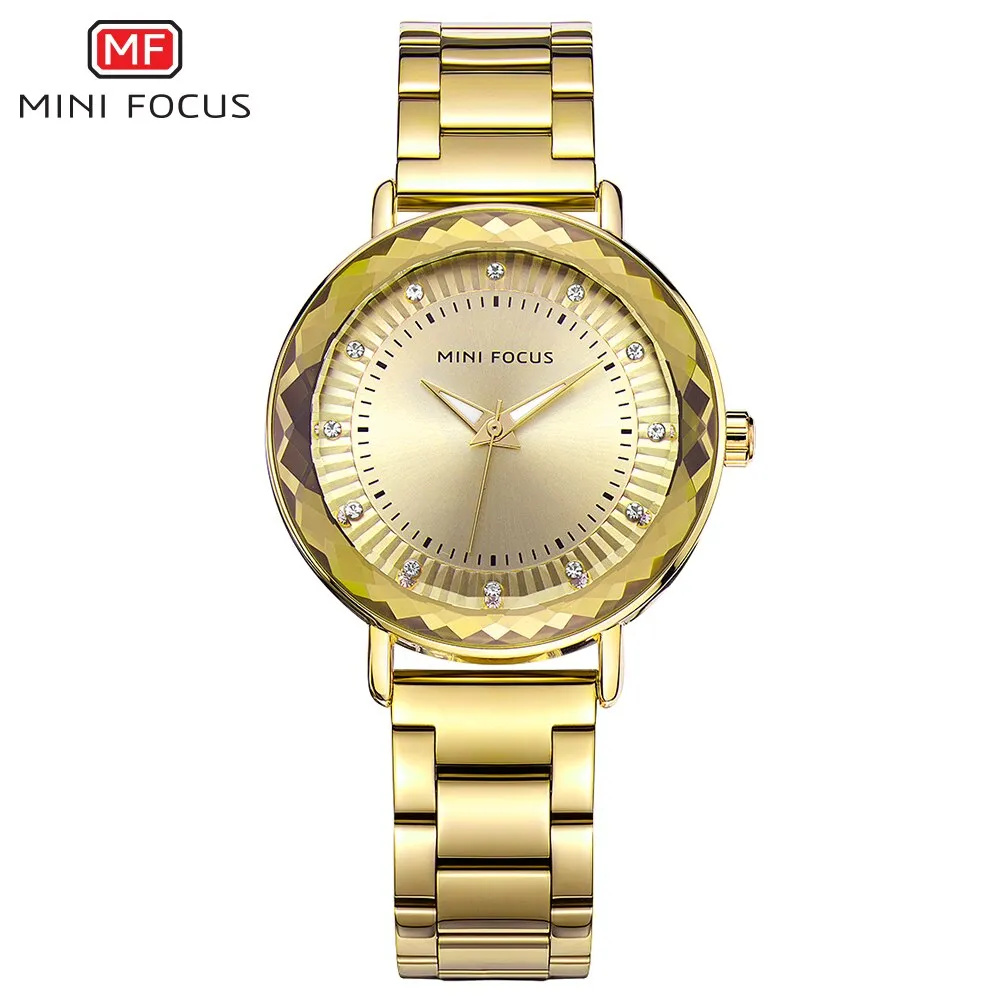 MINI FOCUS Fashion Golden Watches Women Quartz Watches Ladies Top Brand Luxury Female Wrist Watch Girl Clock Relogio Feminino