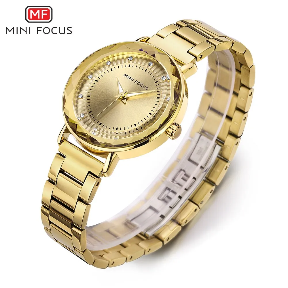 MINI FOCUS Fashion Golden Watches Women Quartz Watches Ladies Top Brand Luxury Female Wrist Watch Girl Clock Relogio Feminino