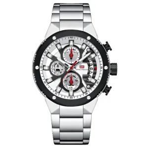 Mini Focus Silver Stainless Steel Silver Dial Chronograph Quartz Watch for Gents - MF0397G-01