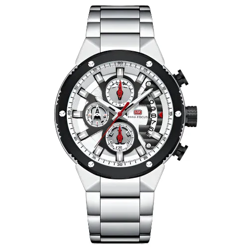 Mini Focus Silver Stainless Steel Silver Dial Chronograph Quartz Watch for Gents - MF0397G-01