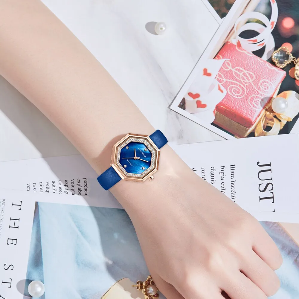 MINI FOCUS Women Watch Unique design Top Luxury Brand Genuine Leather Strap Reloj Mujer Luxury Quartz Ladies Watch Montre Femme