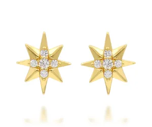 Mini Starburst Pavé Crystal Gold Earrings