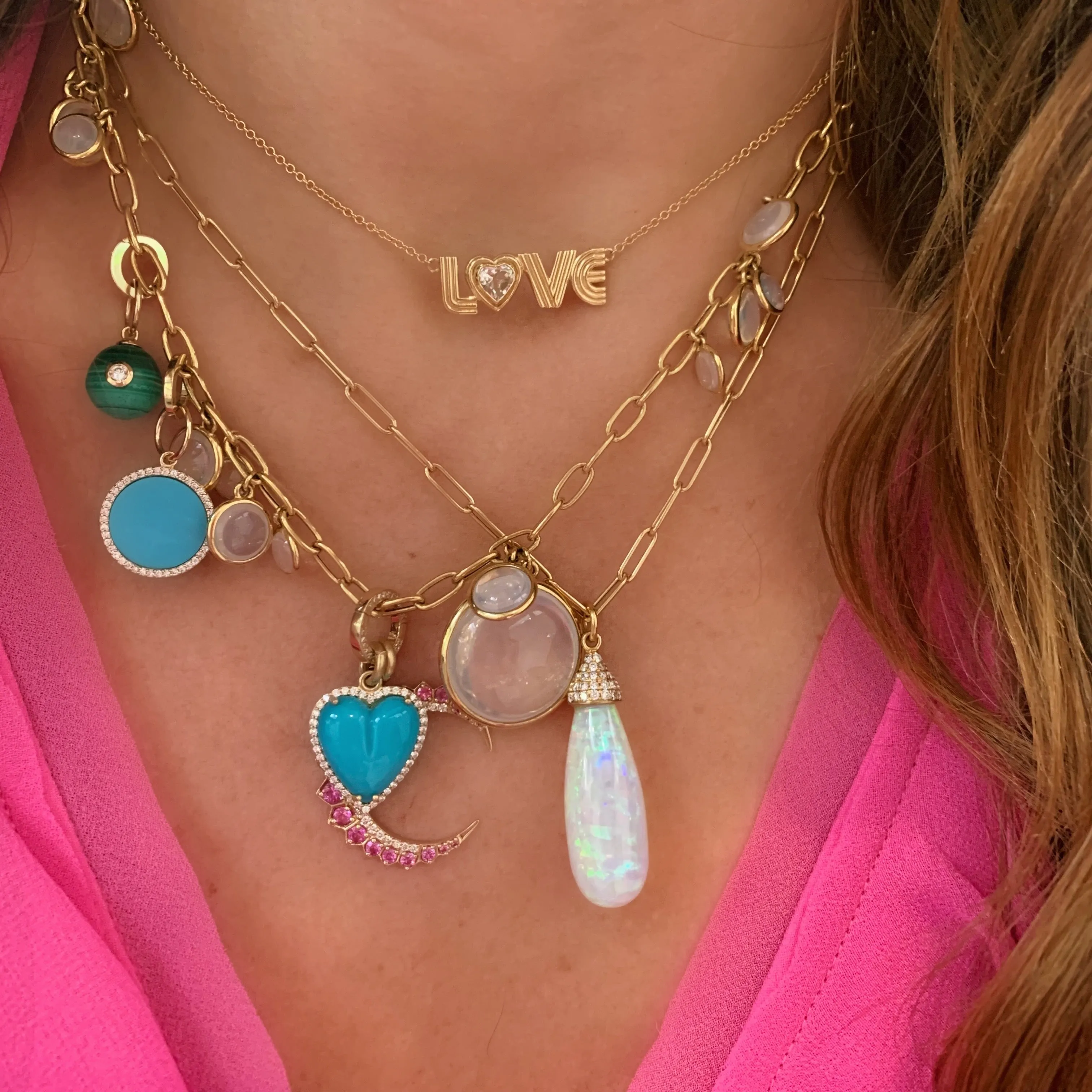 Mischief Disc Necklace on Oval Link Chain Necklace