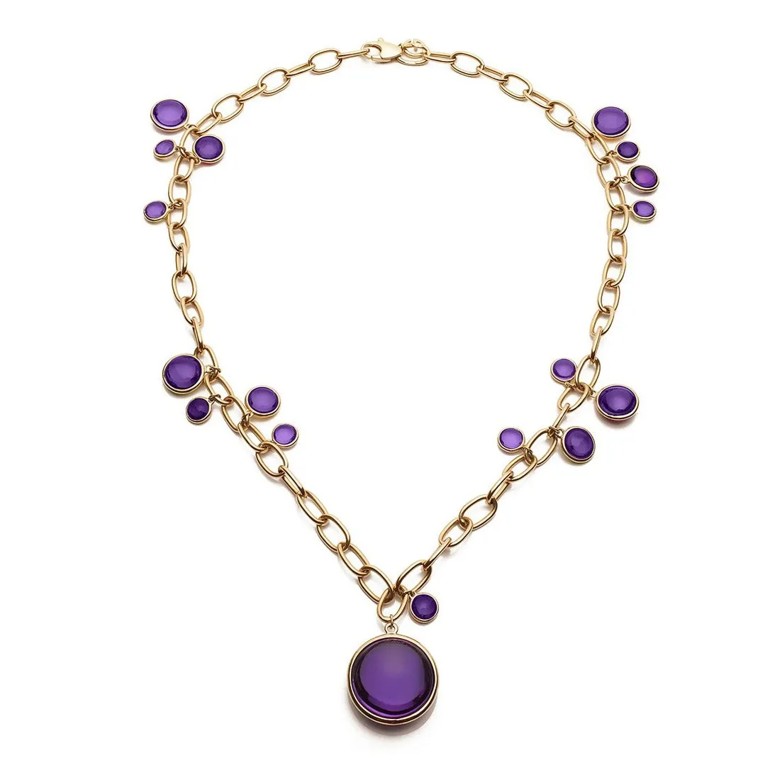 Mischief Disc Necklace on Oval Link Chain Necklace