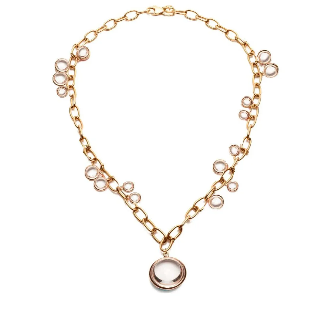 Mischief Disc Necklace on Oval Link Chain Necklace