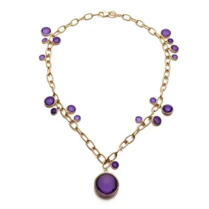 Mischief Disc Necklace on Oval Link Chain Necklace
