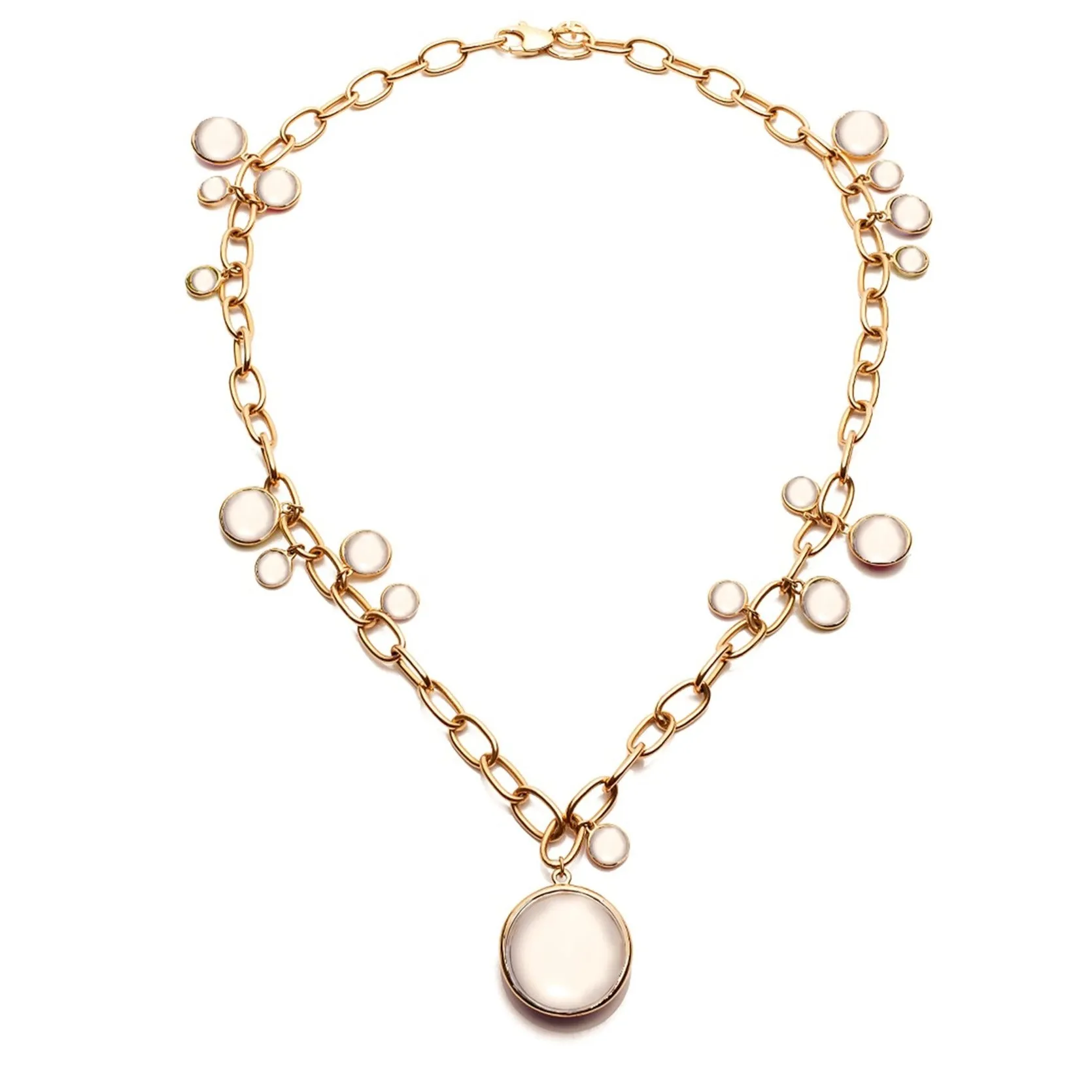 Mischief Disc Necklace on Oval Link Chain Necklace
