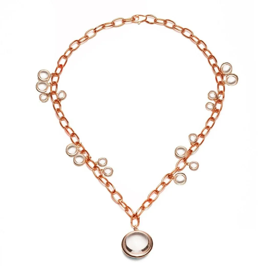 Mischief Disc Necklace on Oval Link Chain Necklace