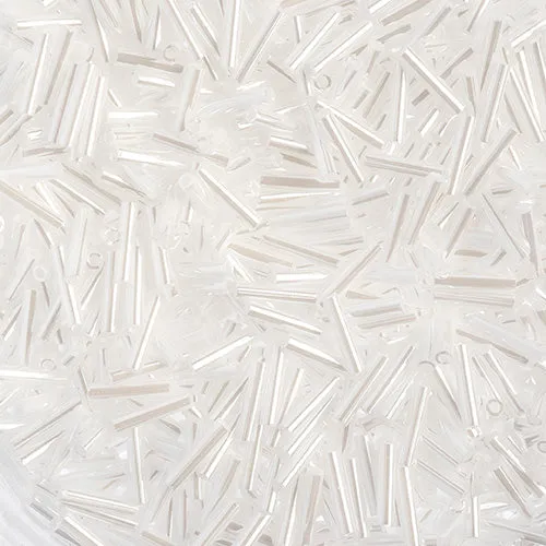 Miyuki Slender Bugle 1.3x6mm White Pearl Opaque Luster - apx 16g Vial