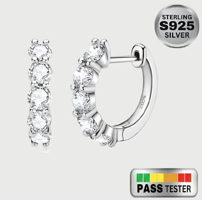 Moissanite Diamond Sterling Silver Hoop Earrings in White/Yellow/Rose Gold