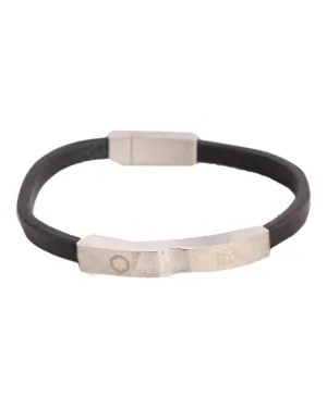 Mont Blanc  Flexible Leather and sterling Black Sliver bracelet