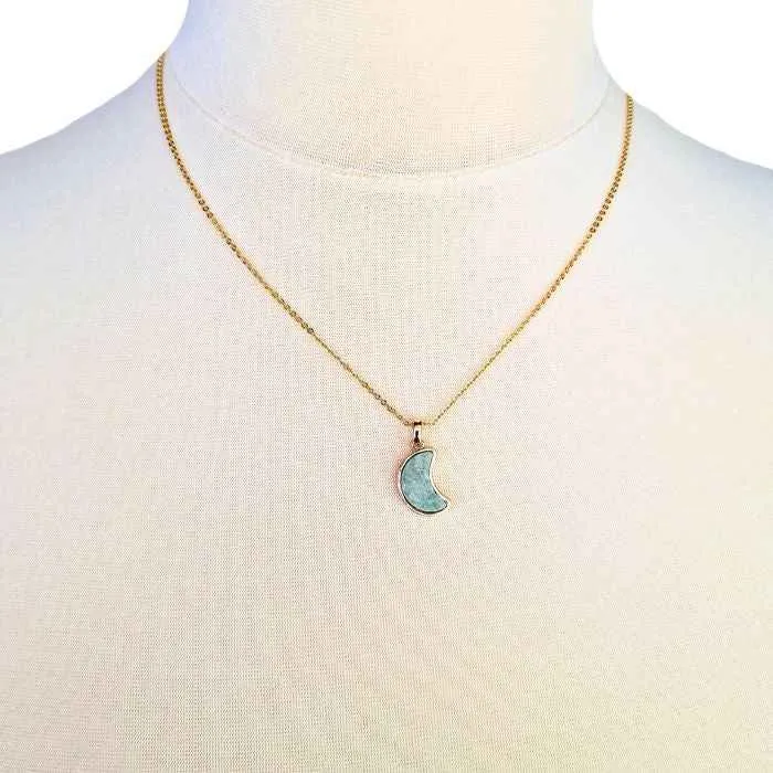 Moon Crescent Druzy Agate Necklace