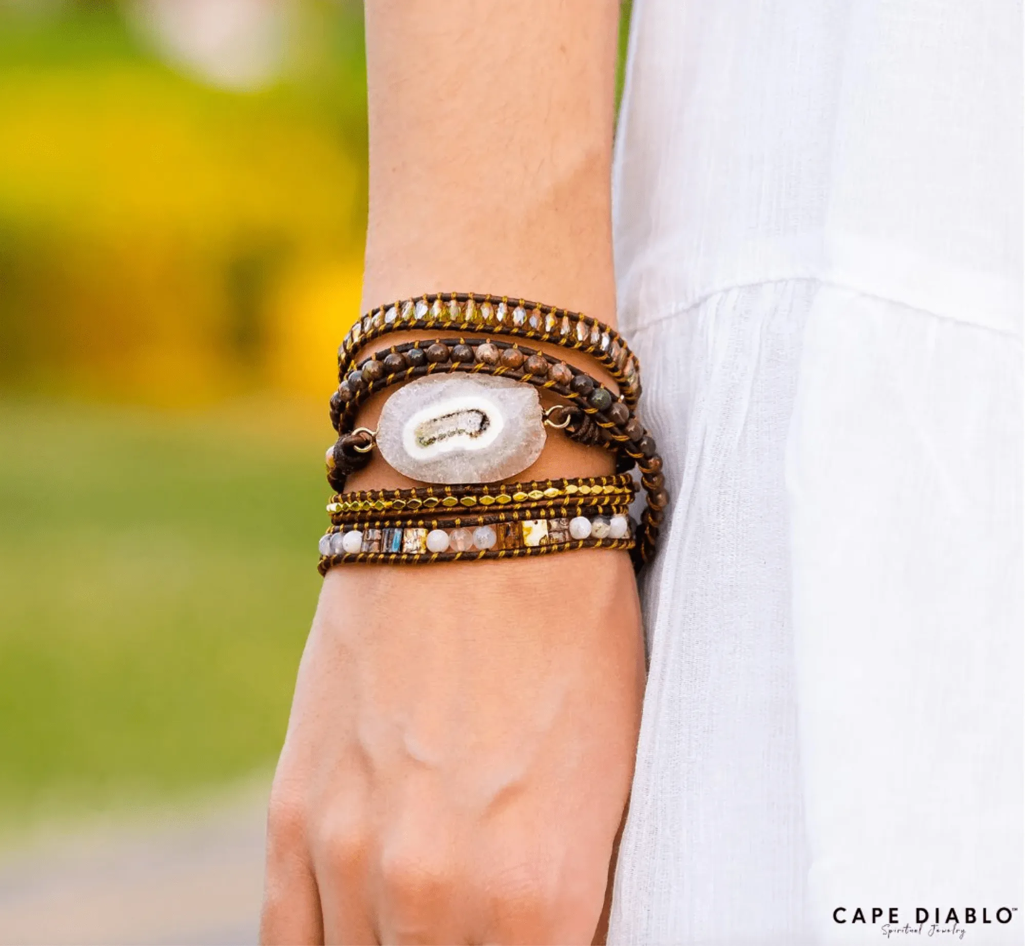 Moonlight Goddess Agate Wrap Bracelet