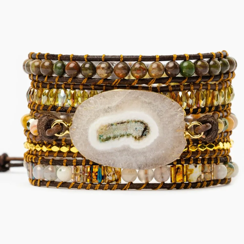 Moonlight Goddess Agate Wrap Bracelet