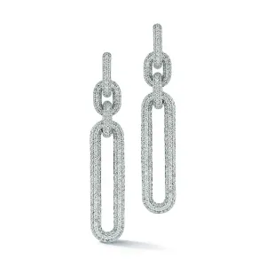 MORRELL 18K WHITE GOLD AND ALL DIAMOND DROP EARRINGS