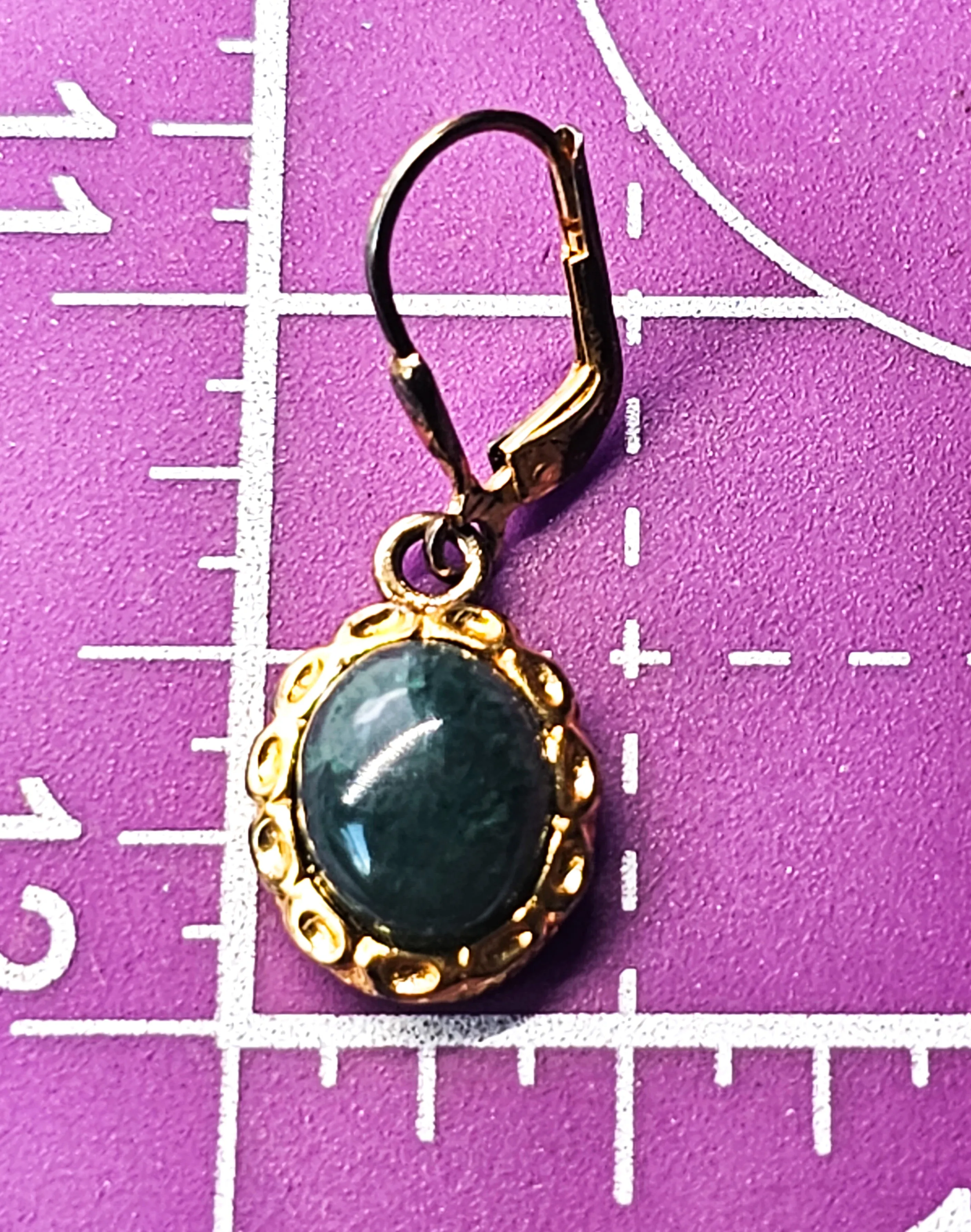Moss Agate vermeil gold over sterling silver vintage drop earrings