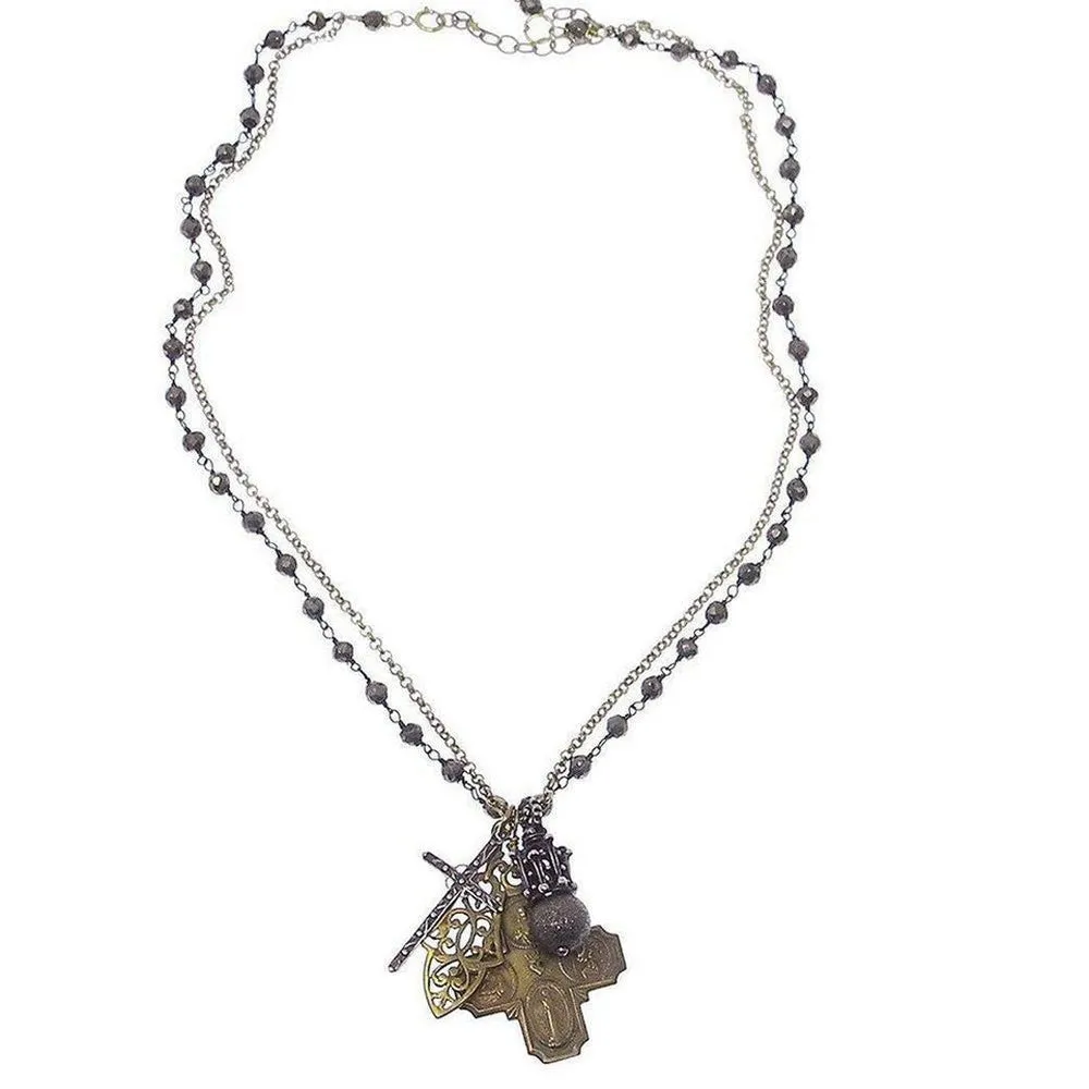 Multi Cross Pendants on Double Chain