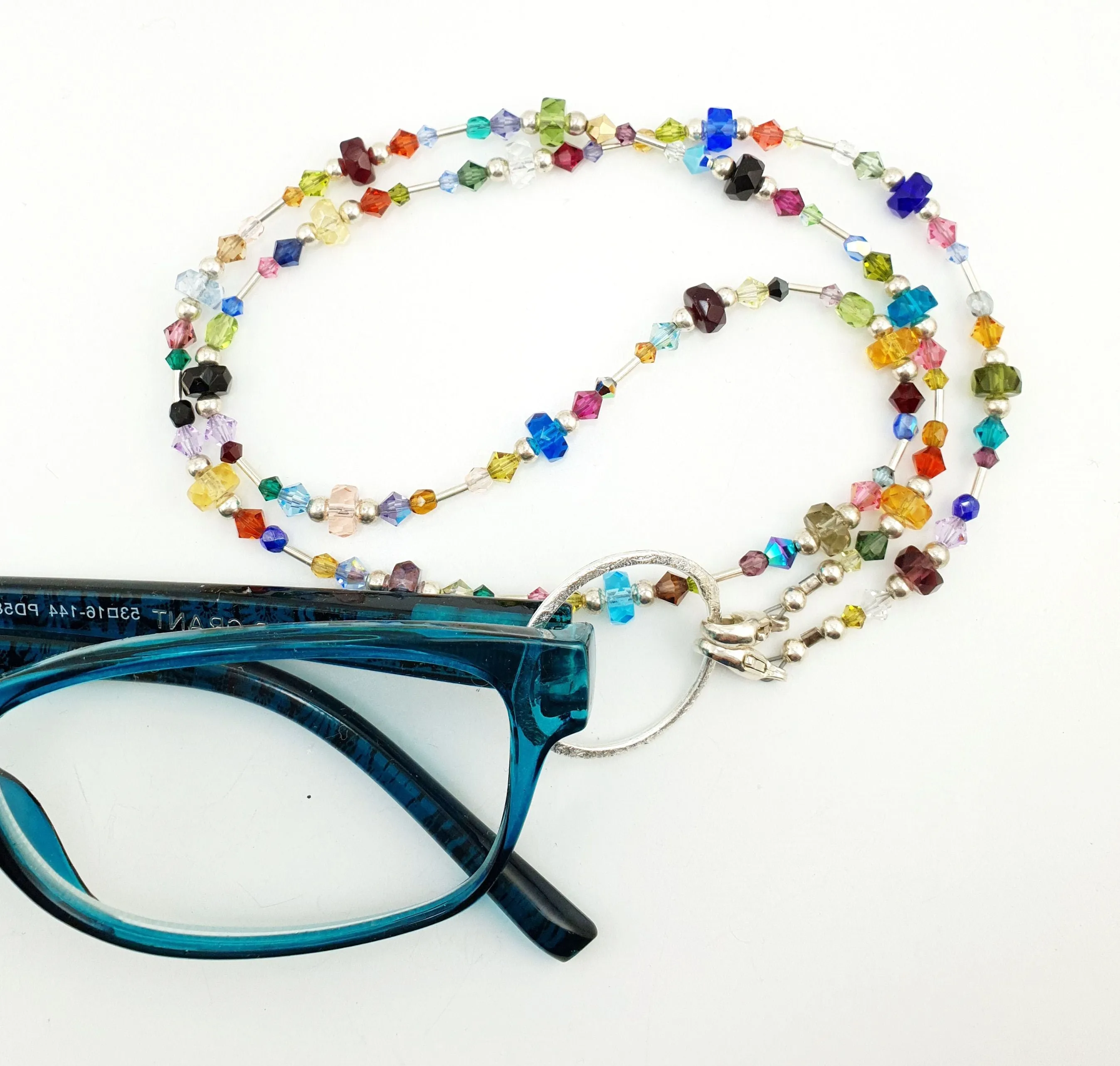 Multicolor Crystal & Czech Glass Eyeglass Necklace/Eyeglass Chain