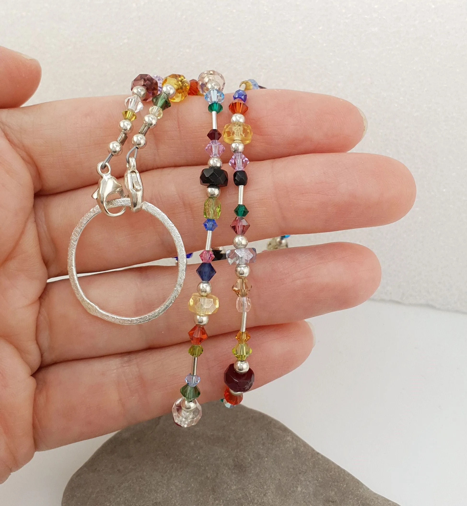 Multicolor Crystal & Czech Glass Eyeglass Necklace/Eyeglass Chain