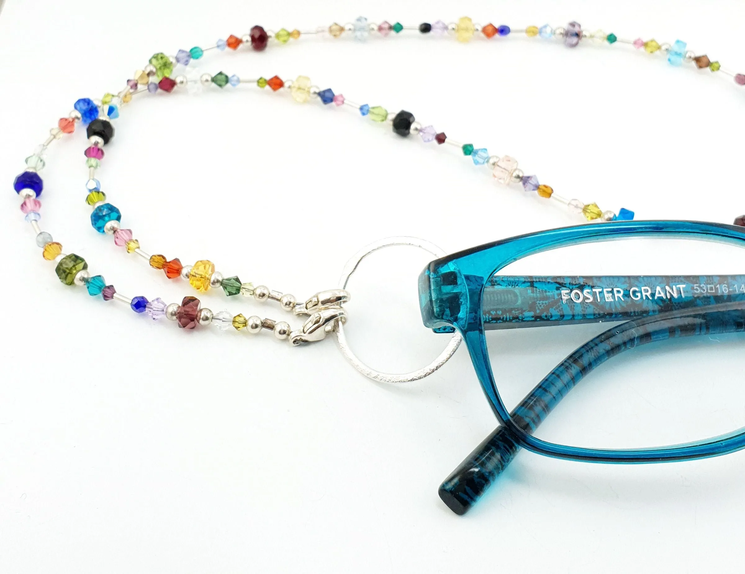 Multicolor Crystal & Czech Glass Eyeglass Necklace/Eyeglass Chain