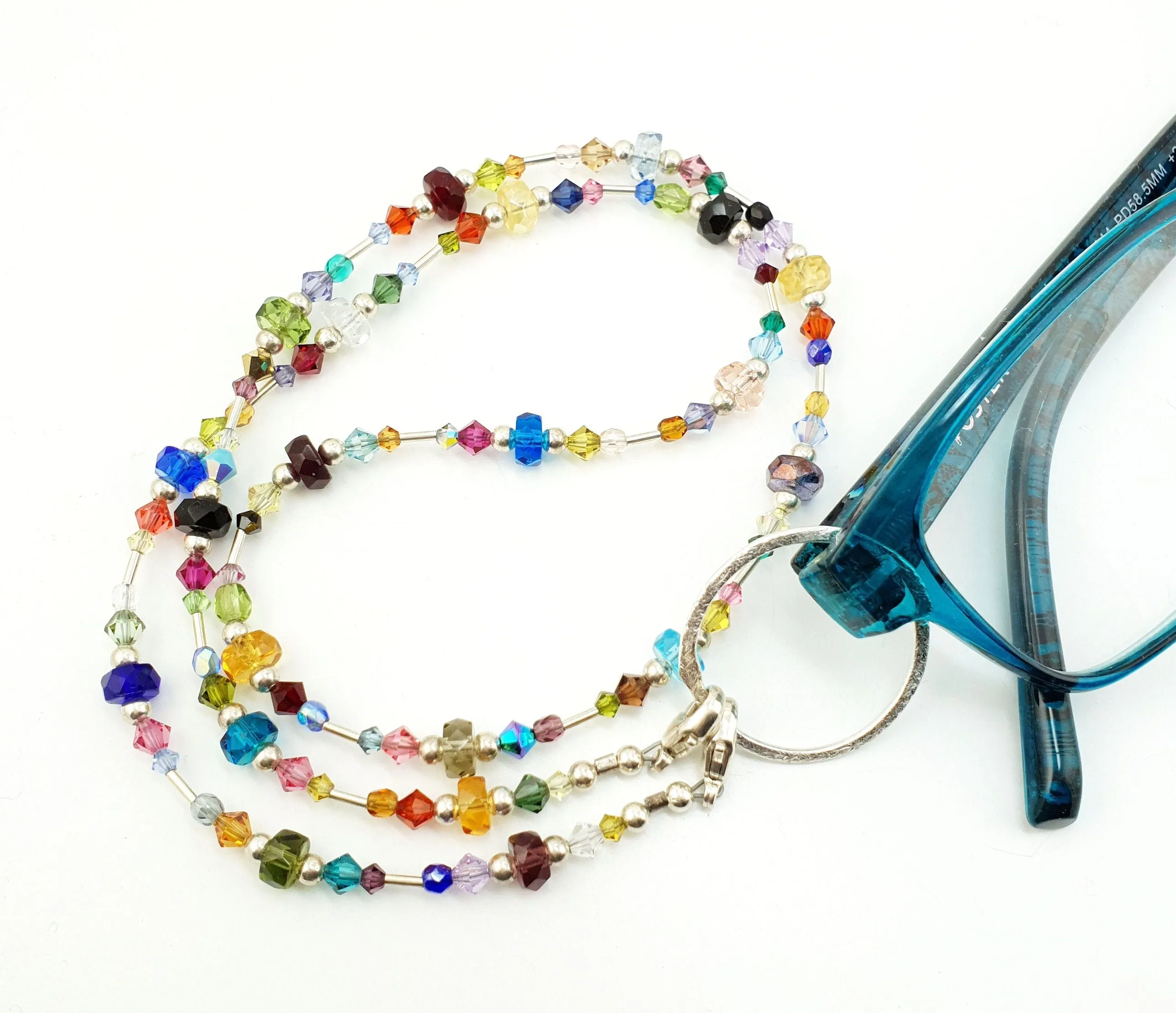 Multicolor Crystal & Czech Glass Eyeglass Necklace/Eyeglass Chain