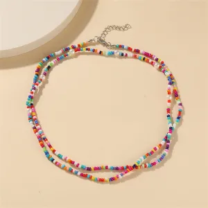 Multicolor Howlite & Silver-Plated Beaded Necklace
