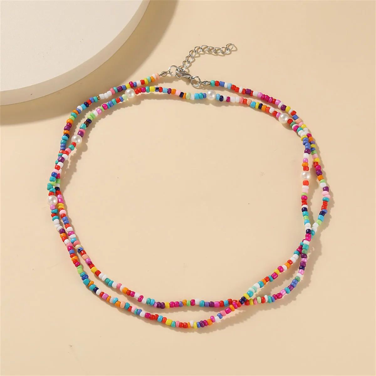 Multicolor Howlite & Silver-Plated Beaded Necklace