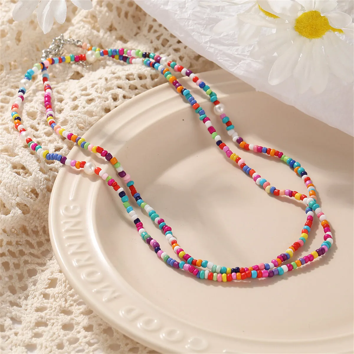 Multicolor Howlite & Silver-Plated Beaded Necklace