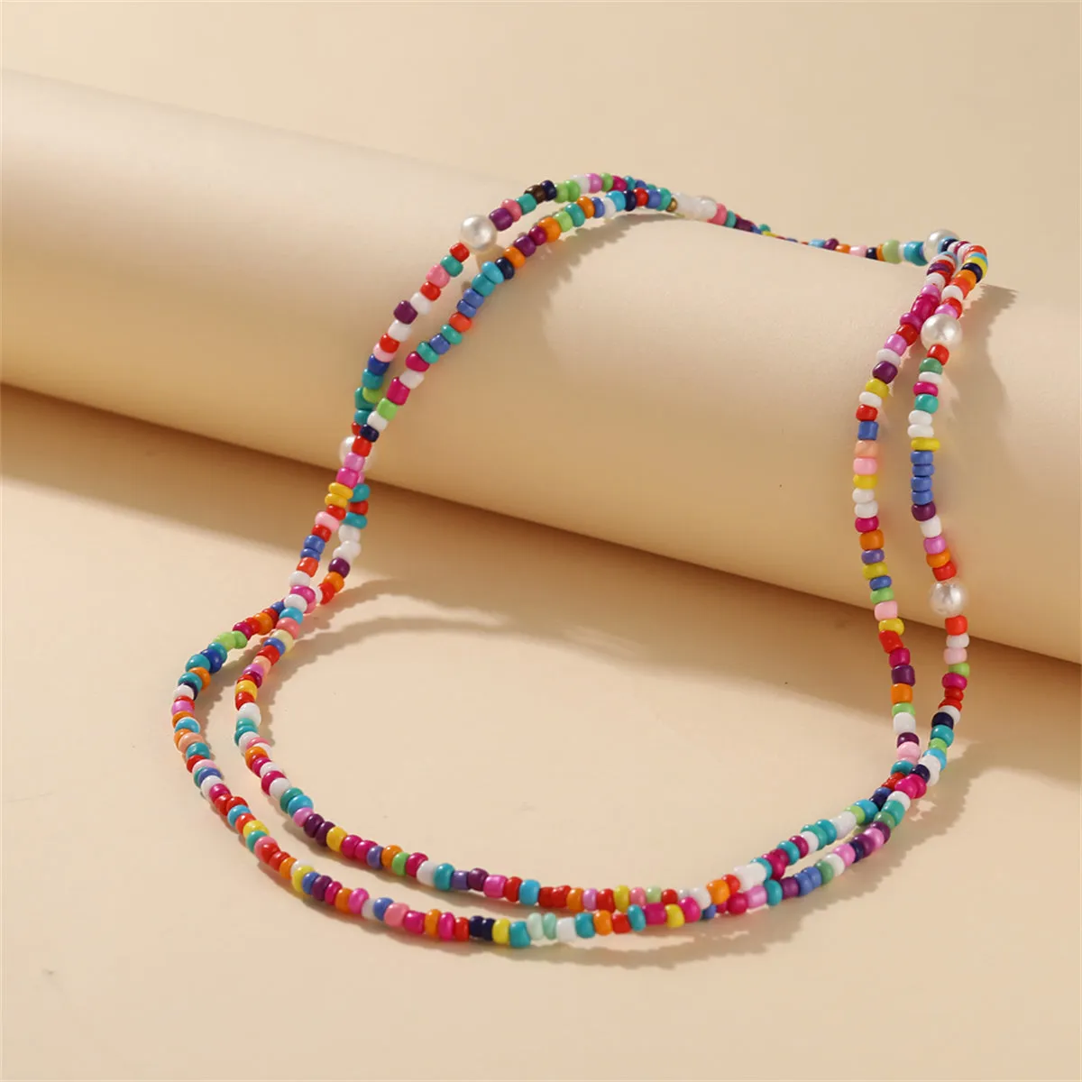Multicolor Howlite & Silver-Plated Beaded Necklace