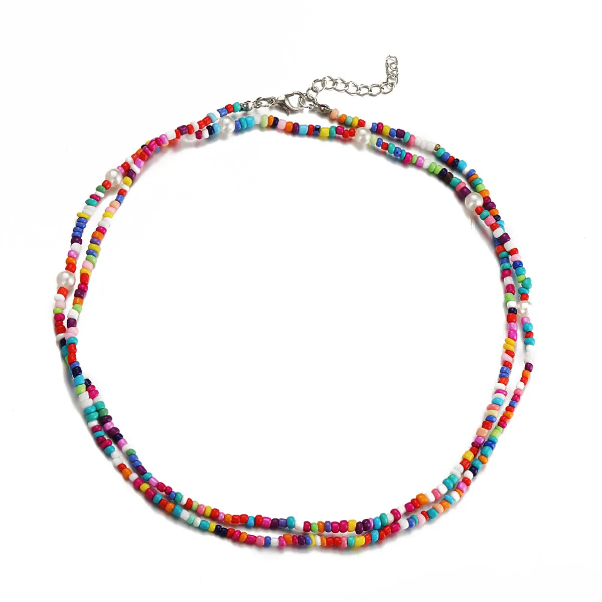 Multicolor Howlite & Silver-Plated Beaded Necklace