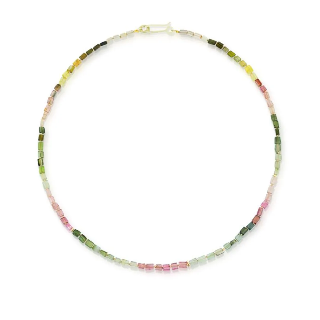 Multicolor Tourmaline Cube Necklace