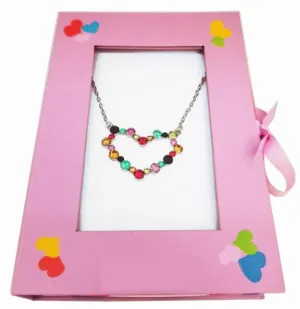 MULTICOLORED CRYSTAL HEART NECKLACE