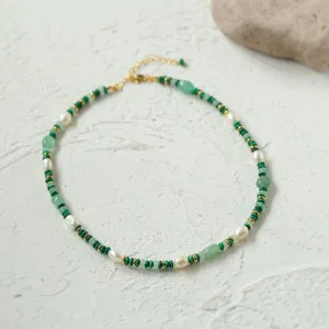 Multiple Irregular Colored Agates Jade Necklace -Green
