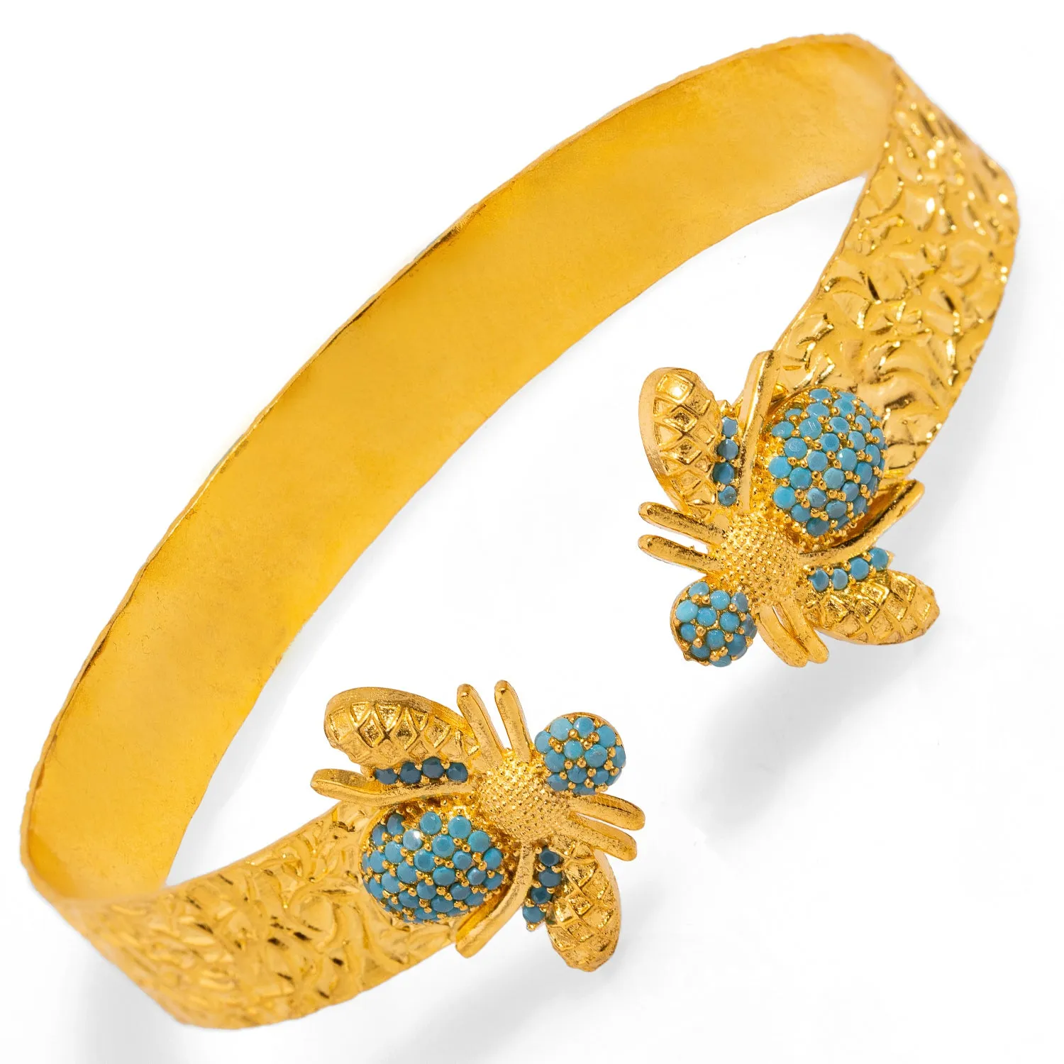 Mystic Design Gold & Turquoise Honey Bee Cuff Bracelet