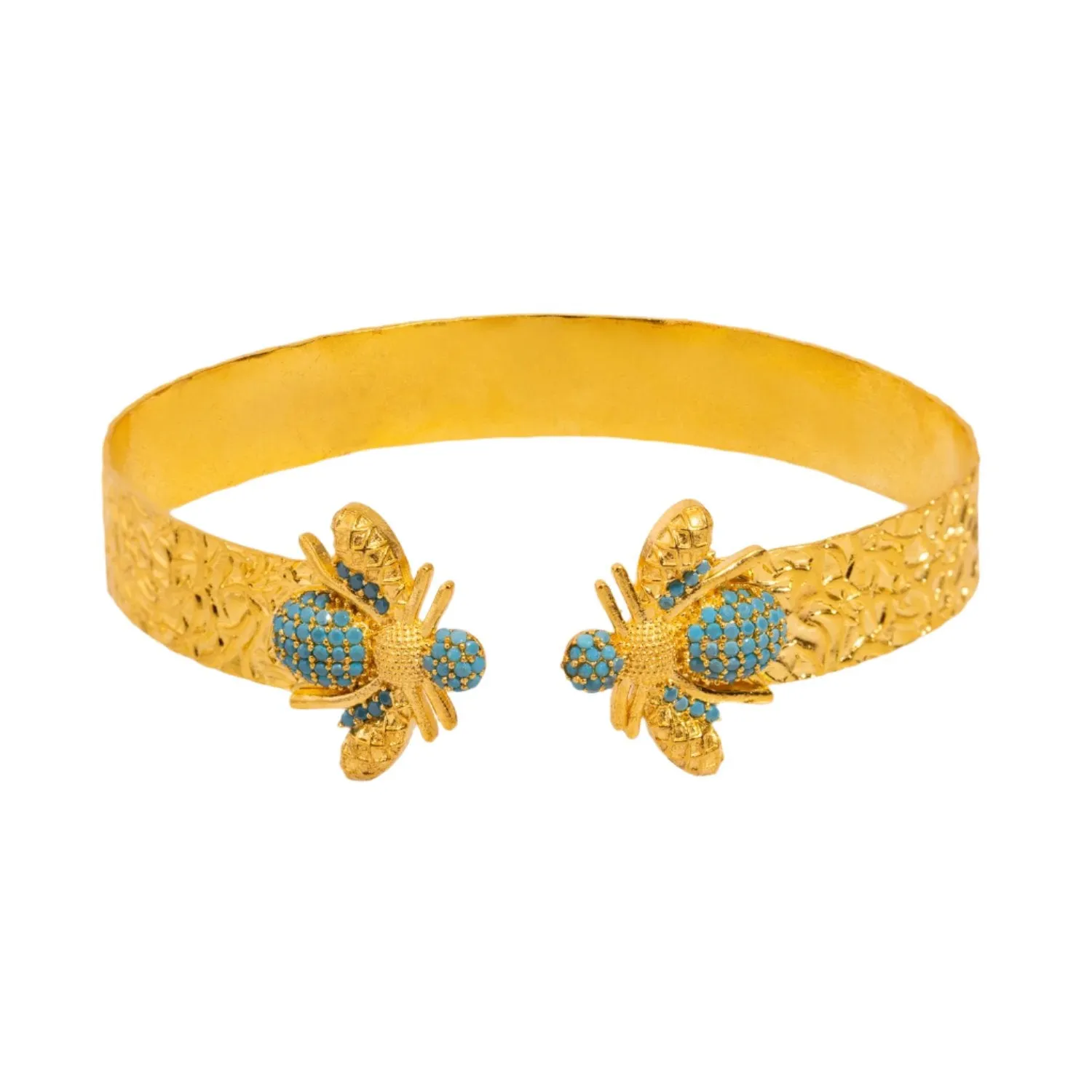 Mystic Design Gold & Turquoise Honey Bee Cuff Bracelet