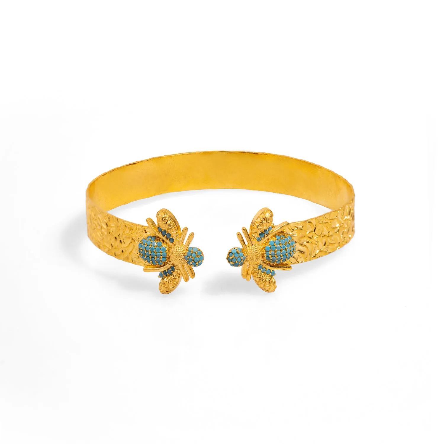 Mystic Design Gold & Turquoise Honey Bee Cuff Bracelet