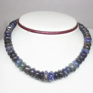 Natural Blue Kyanite Smooth Rondelle Beads Necklace 8mm 14.5mm 16inches