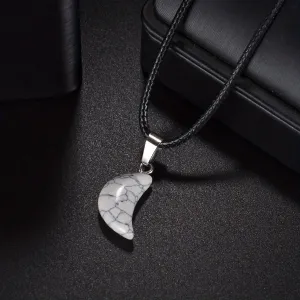 Natural Crystal Crescent Pendant Necklace Reiki Polished Mineral Jewelry