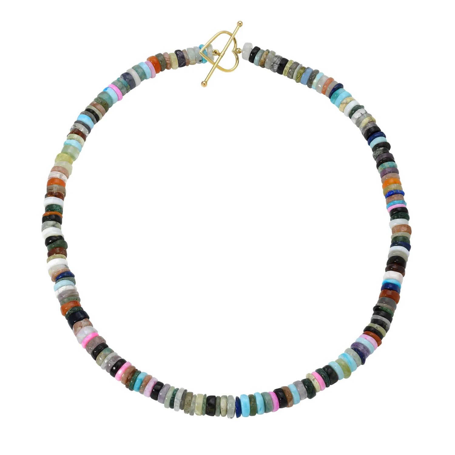 NATURAL MULTISTONE BEADED HESHI NECKLACE