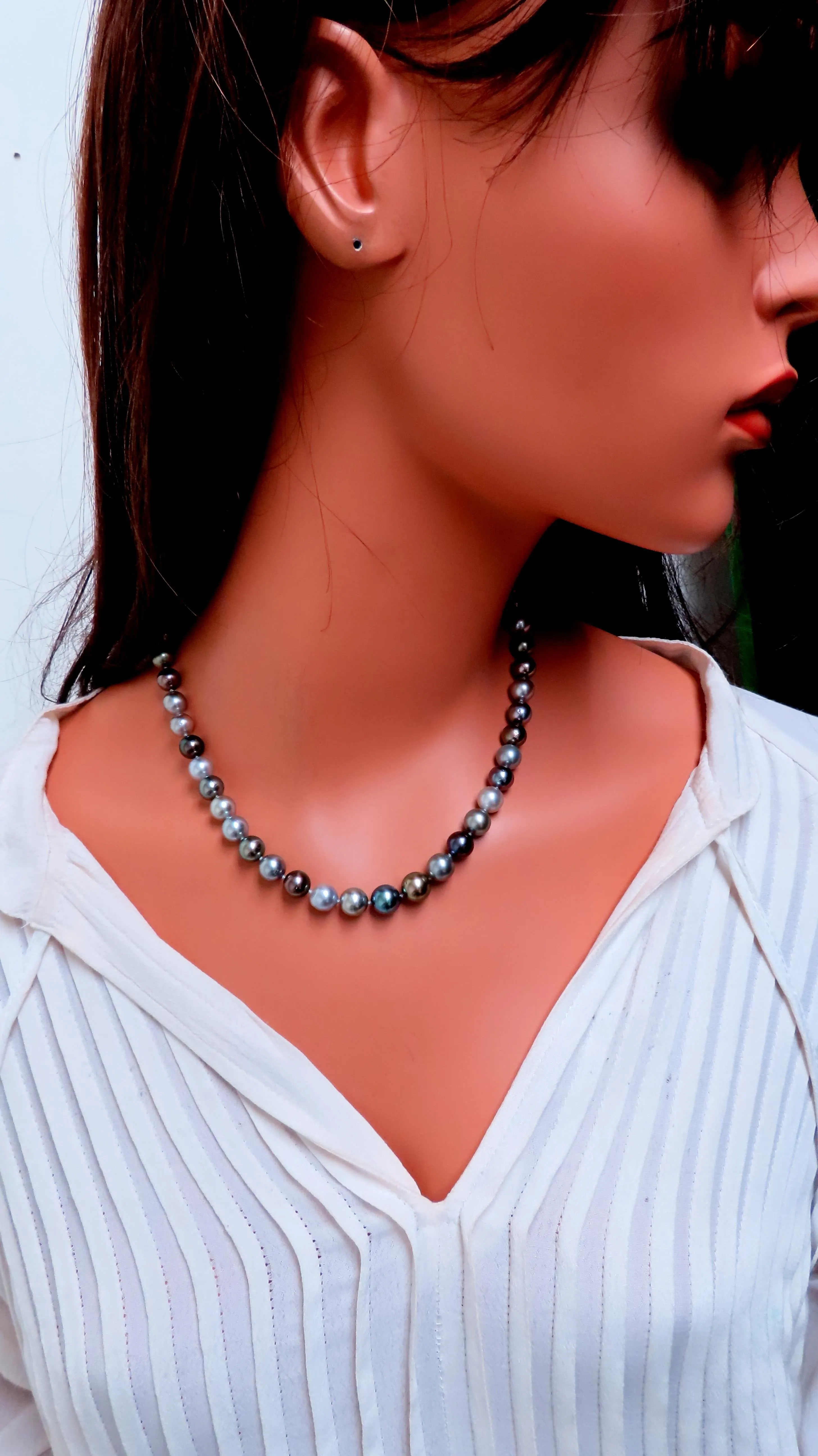 Natural Saltwater Tahitian Pearl Necklace GIA Certified Pinctada No Treat 12641