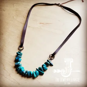 Natural Turquoise Leather Cord Necklace /Stuffology Boutique