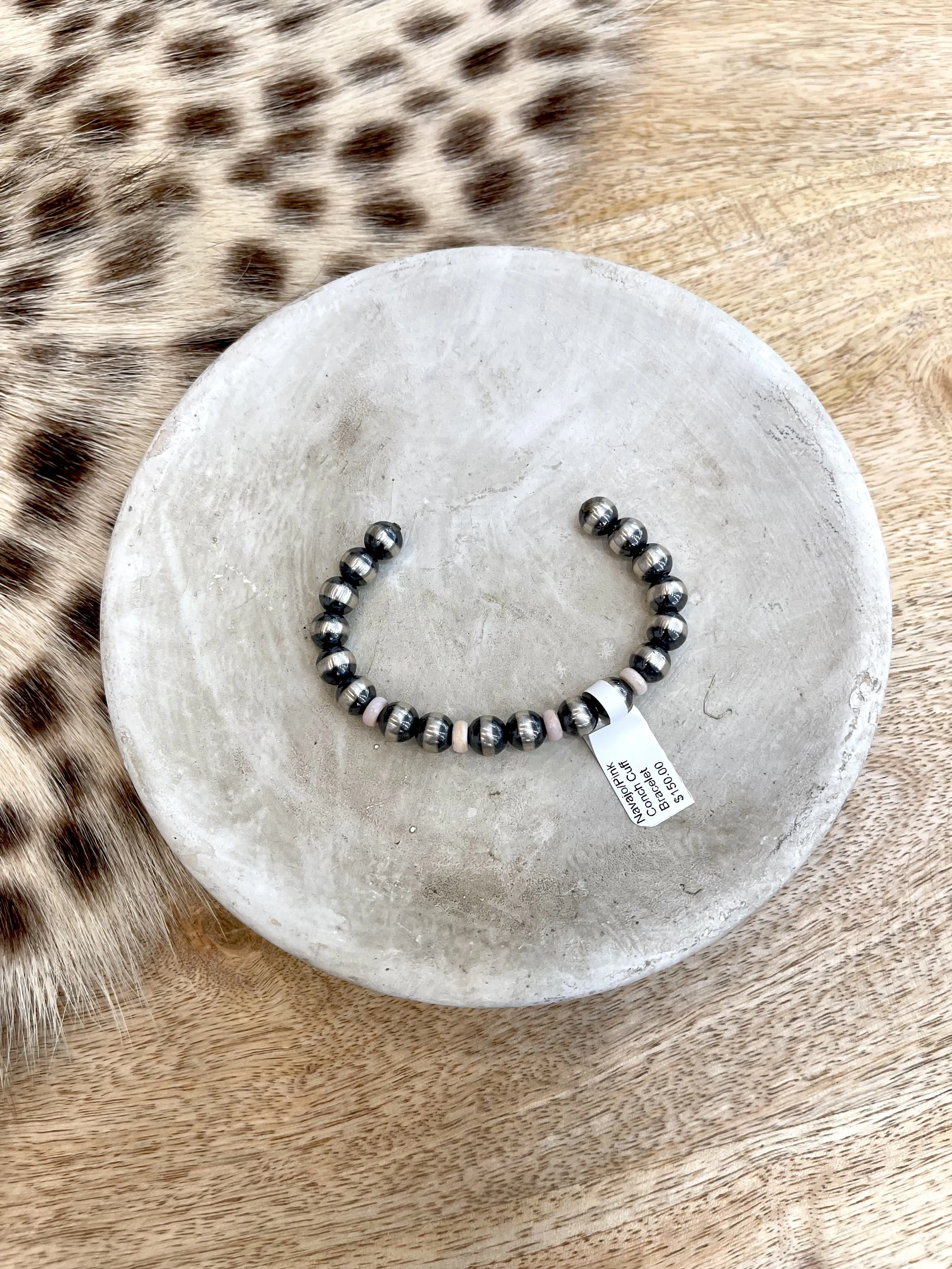 Navajo/Pink Conch Cuff Bracelet