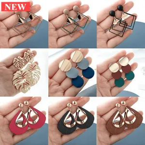 New Elegant Luxury Vintage Geometric Gold Dangle Drop Earrings For Women And Female Wedding