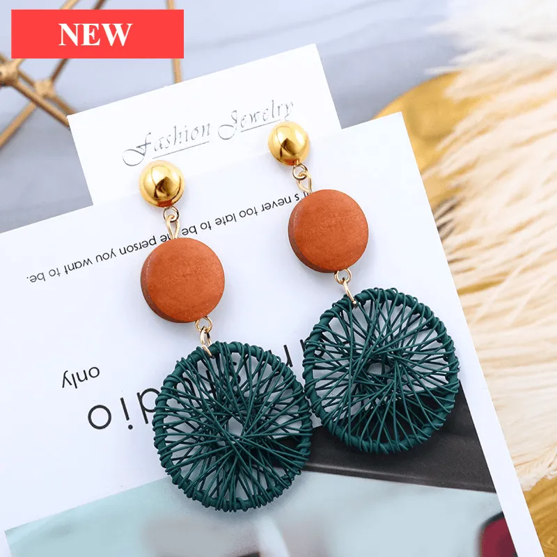 New Elegant Luxury Vintage Geometric Gold Dangle Drop Earrings For Women And Female Wedding