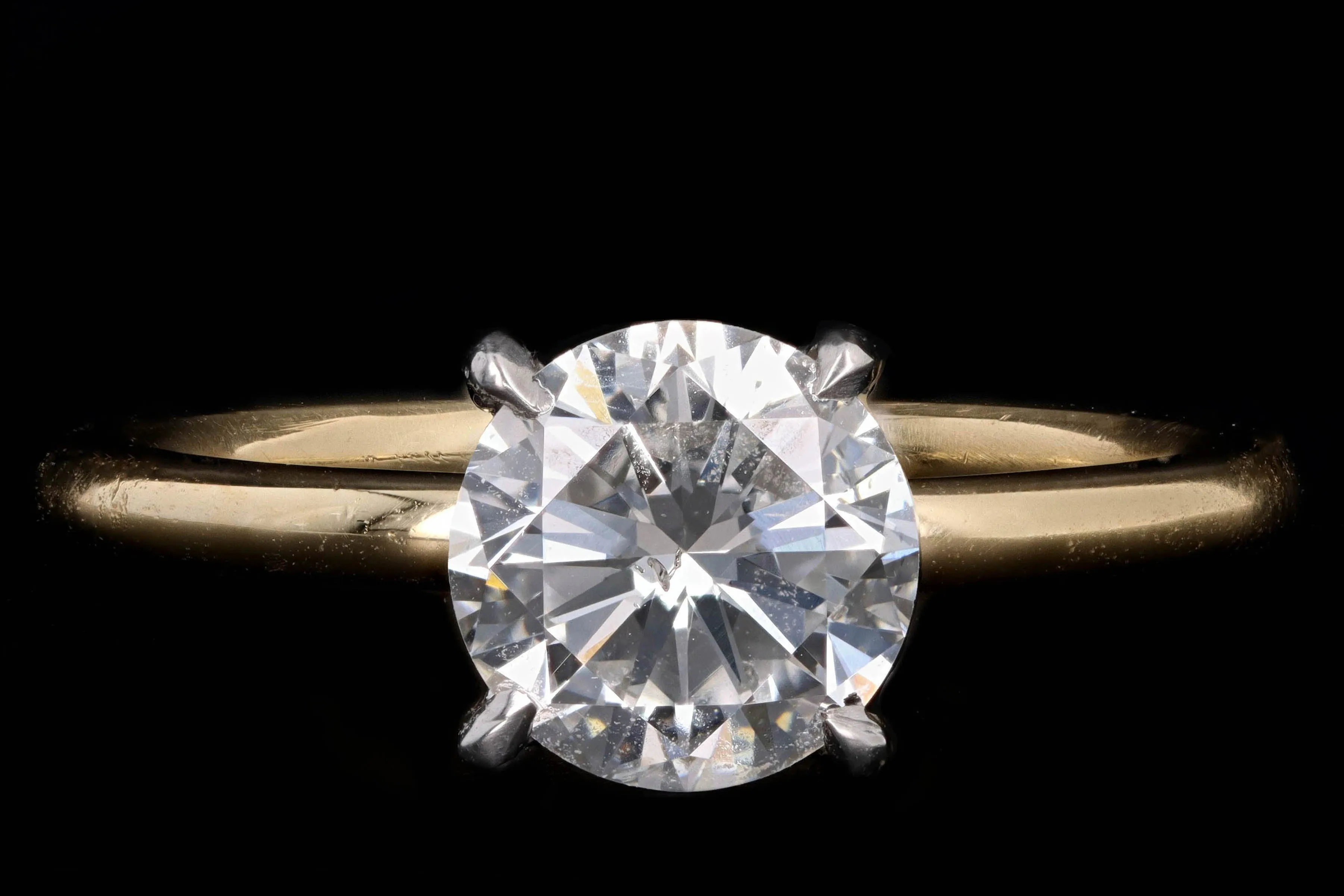 New Handmade 18K Yellow Gold & Platinum 1.40 Carat Round Brilliant Diamond Engagement Ring GIA Certified