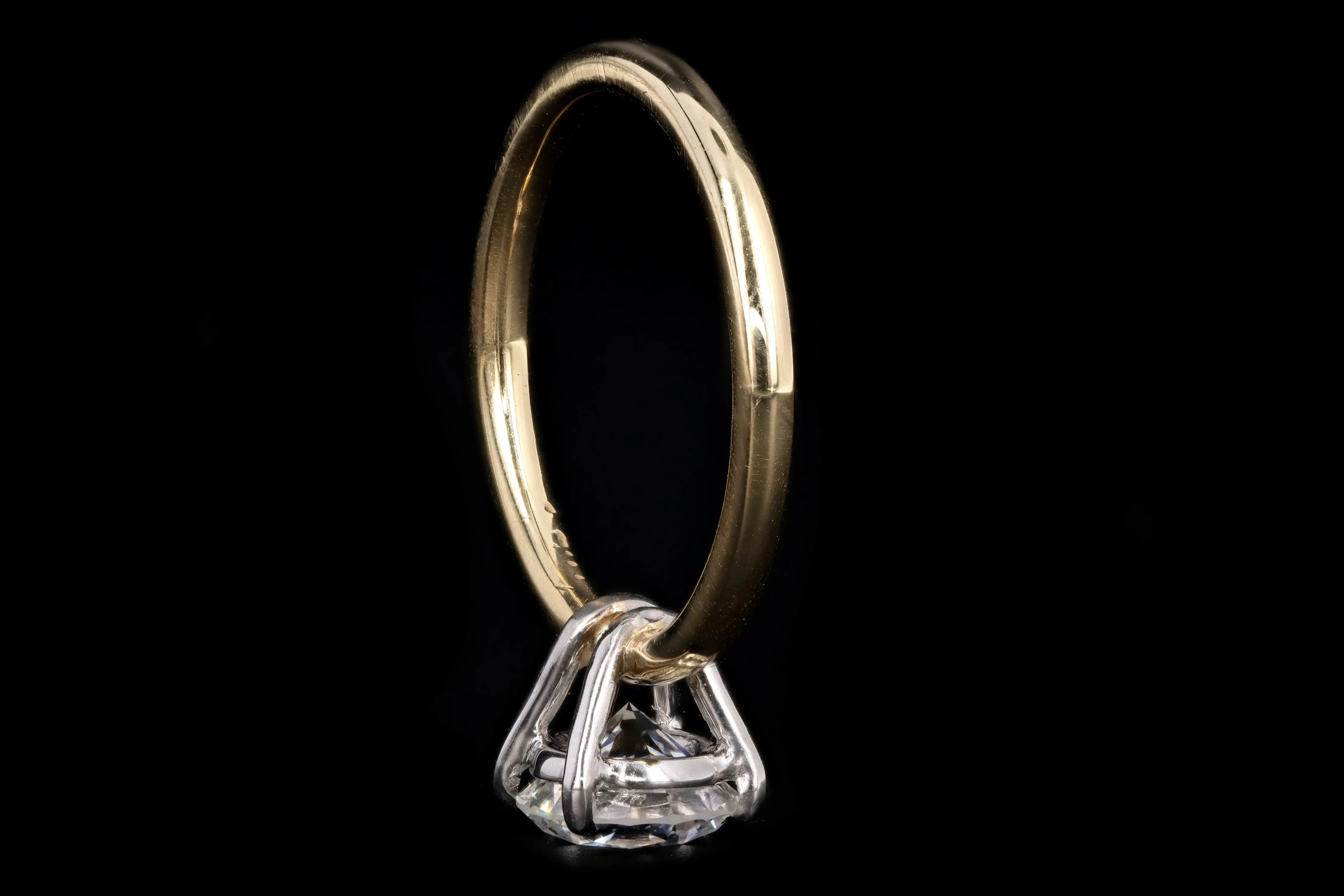 New Handmade 18K Yellow Gold & Platinum 1.40 Carat Round Brilliant Diamond Engagement Ring GIA Certified