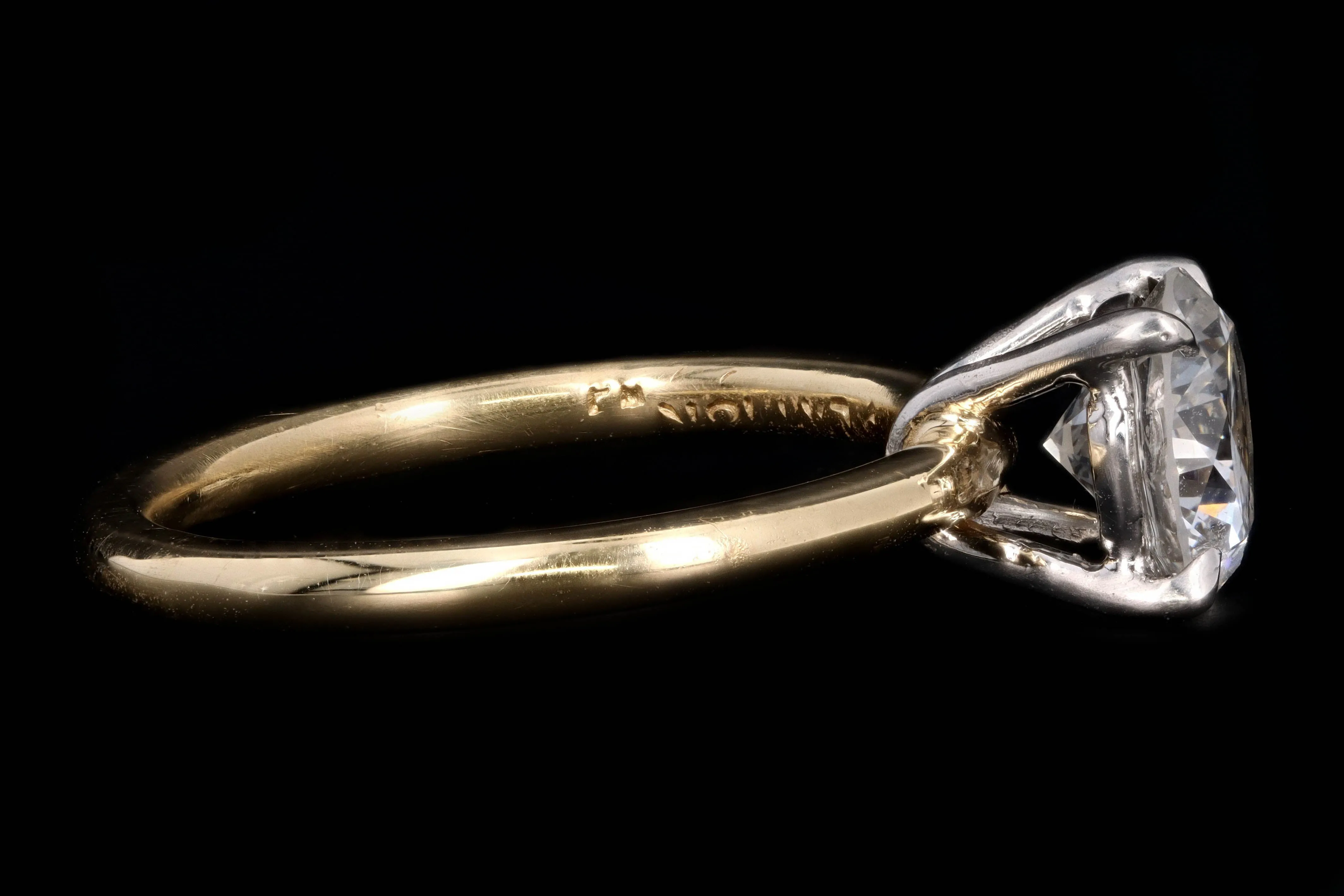 New Handmade 18K Yellow Gold & Platinum 1.40 Carat Round Brilliant Diamond Engagement Ring GIA Certified